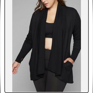 ATHLETA BLACK LONG SLEEVE POCKETS NIRVANA PRANAYAMA WRAP CARDIGAN